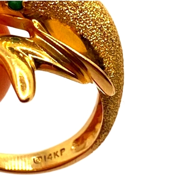 15K 🐬 Dolphin Ring Emerald Eyes 14K PlUMB Such fine Gold 🪙 3.76gms. Size 7 - Picture 6 of 7